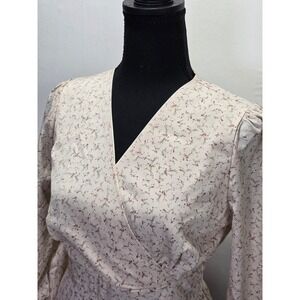 NWT Afternoon Womens Midi Dress Small Cream Floral Cottagecore Prairie floral